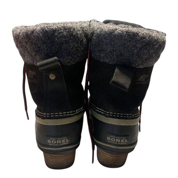 SOREL Gray + Black Slimpack II Waterproof Lace-Up Women's Duck Boots Size 8.5 - Picture 7 of 9